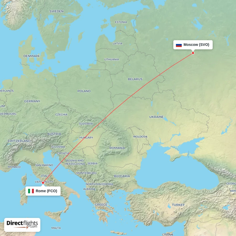 FCO - SVO route map