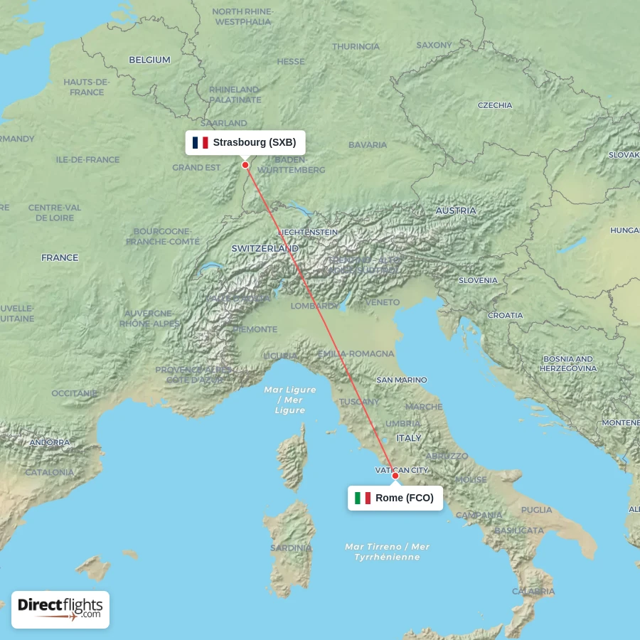 FCO - SXB route map
