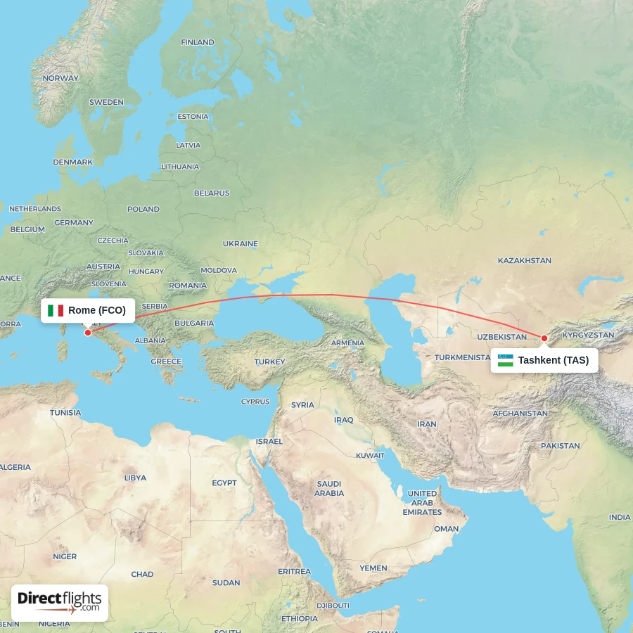 FCO - TAS route map