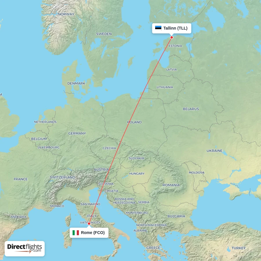 FCO - TLL route map