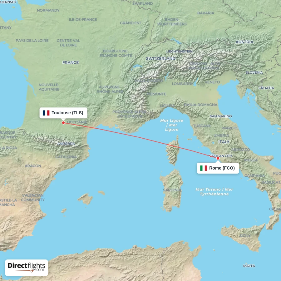FCO - TLS route map