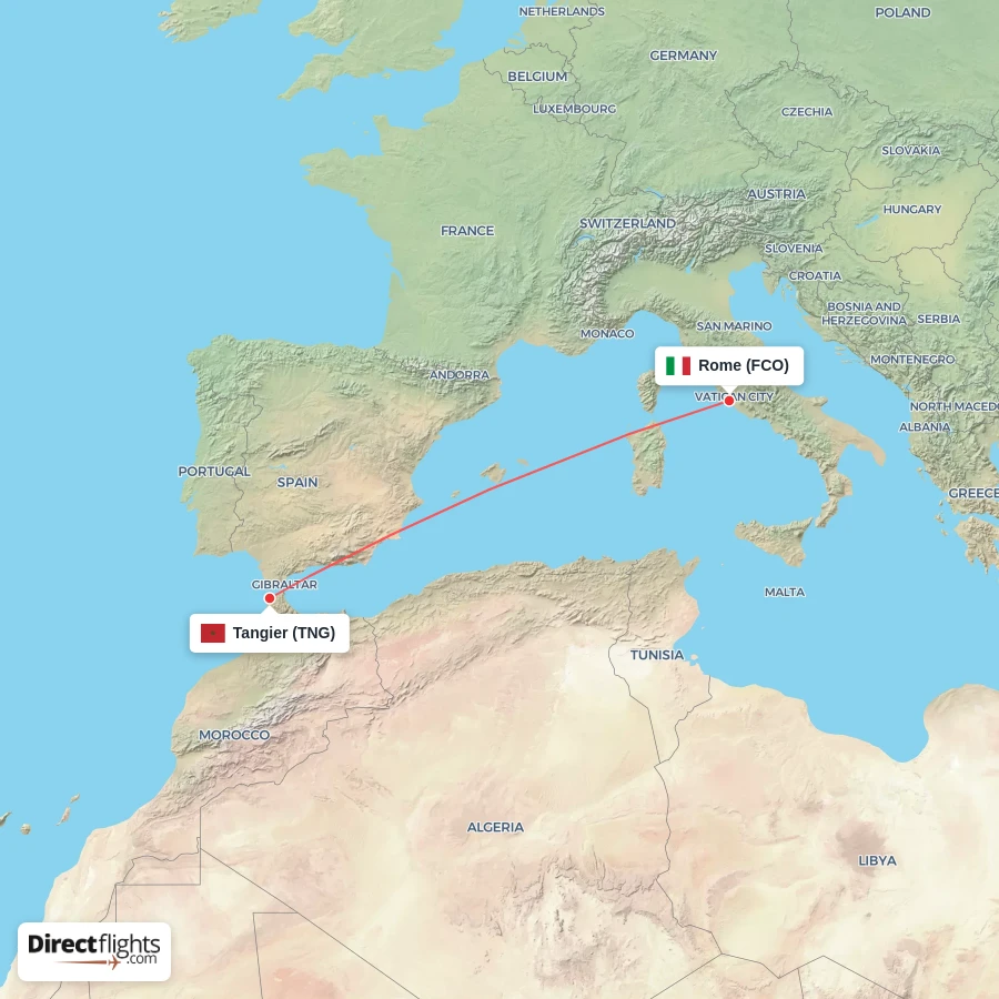 FCO - TNG route map