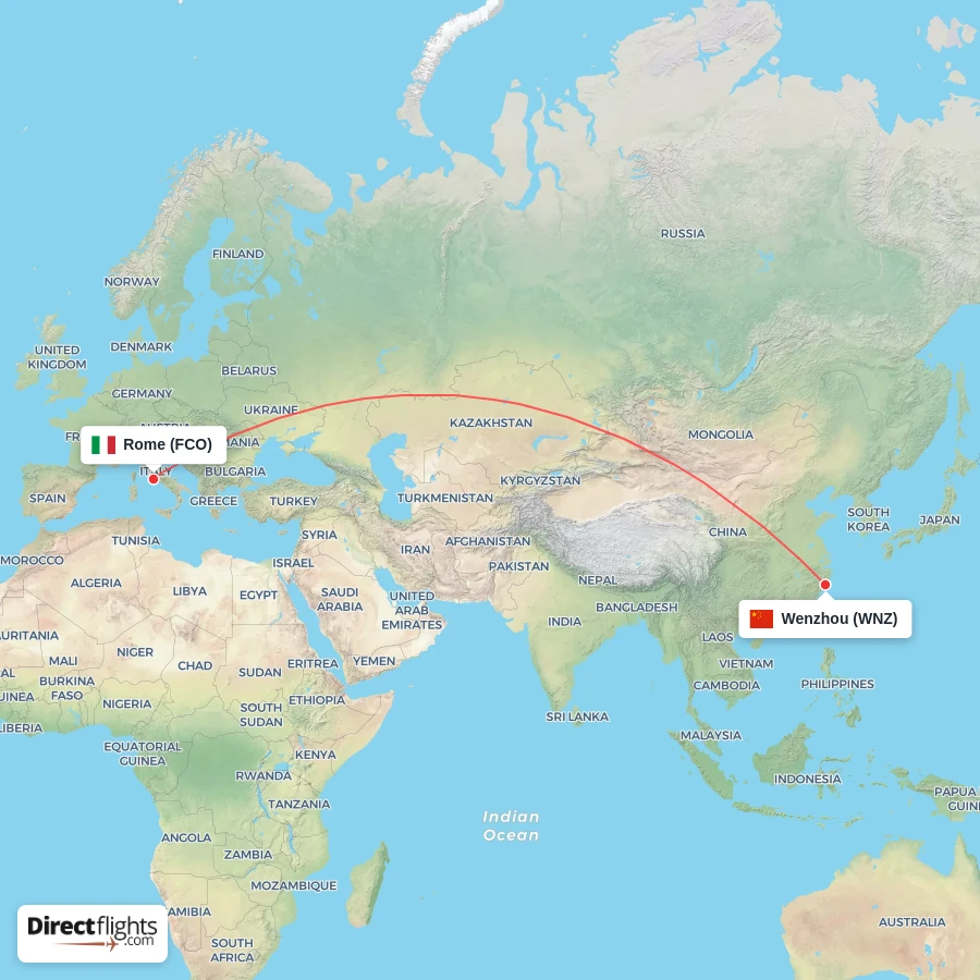 FCO - WNZ route map