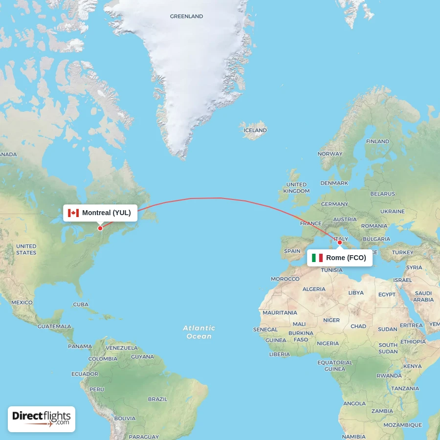 FCO - YUL route map
