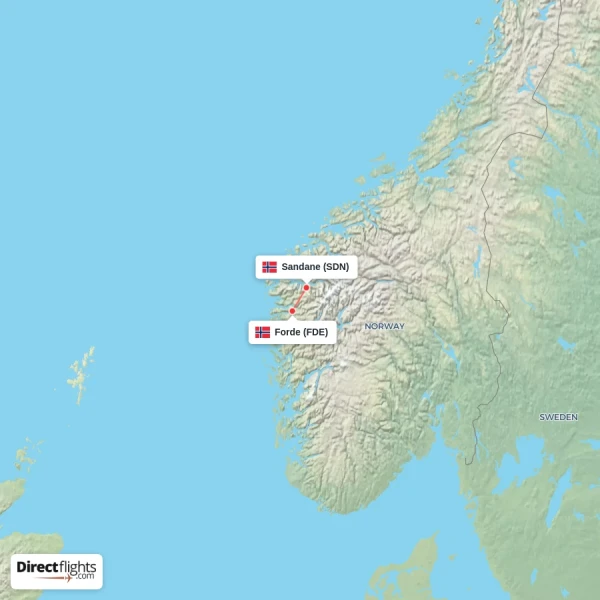 Forde - Sandane direct flight map