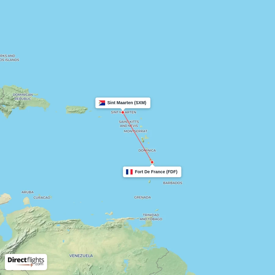 FDF - SXM route map
