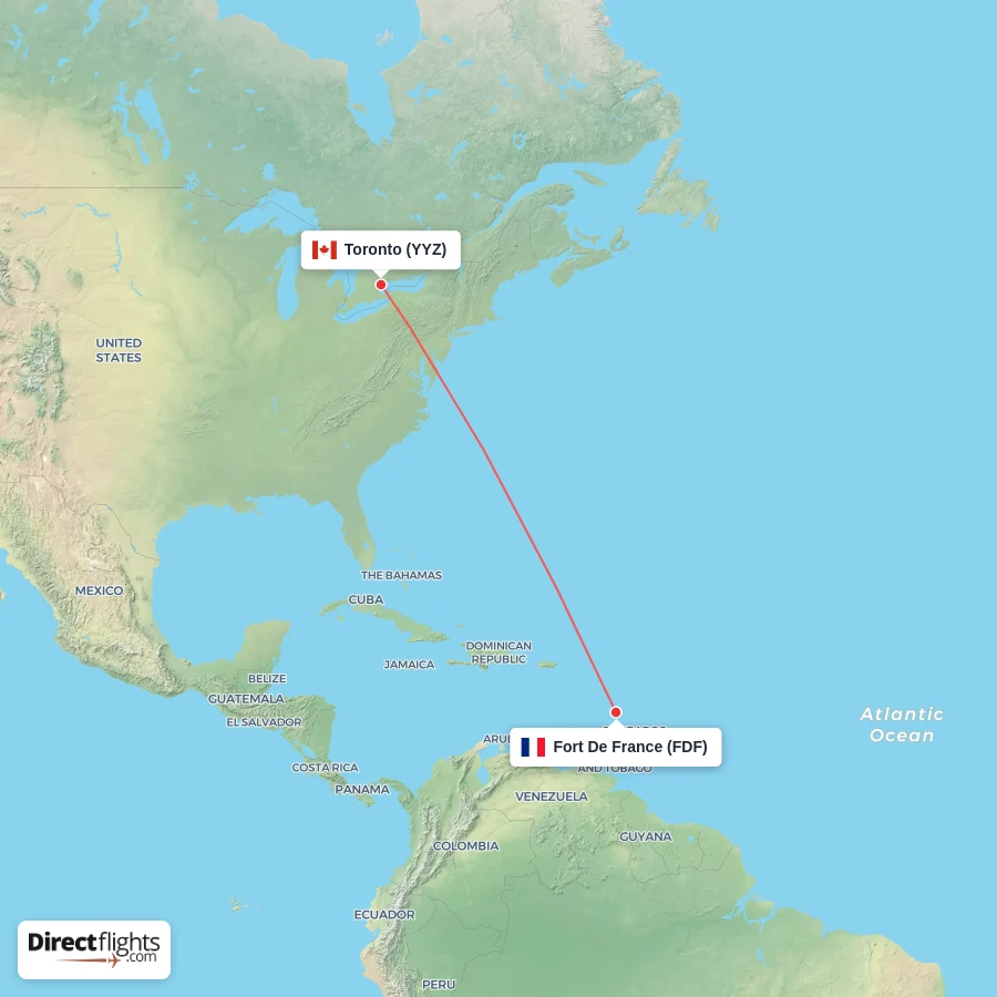 FDF - YYZ route map