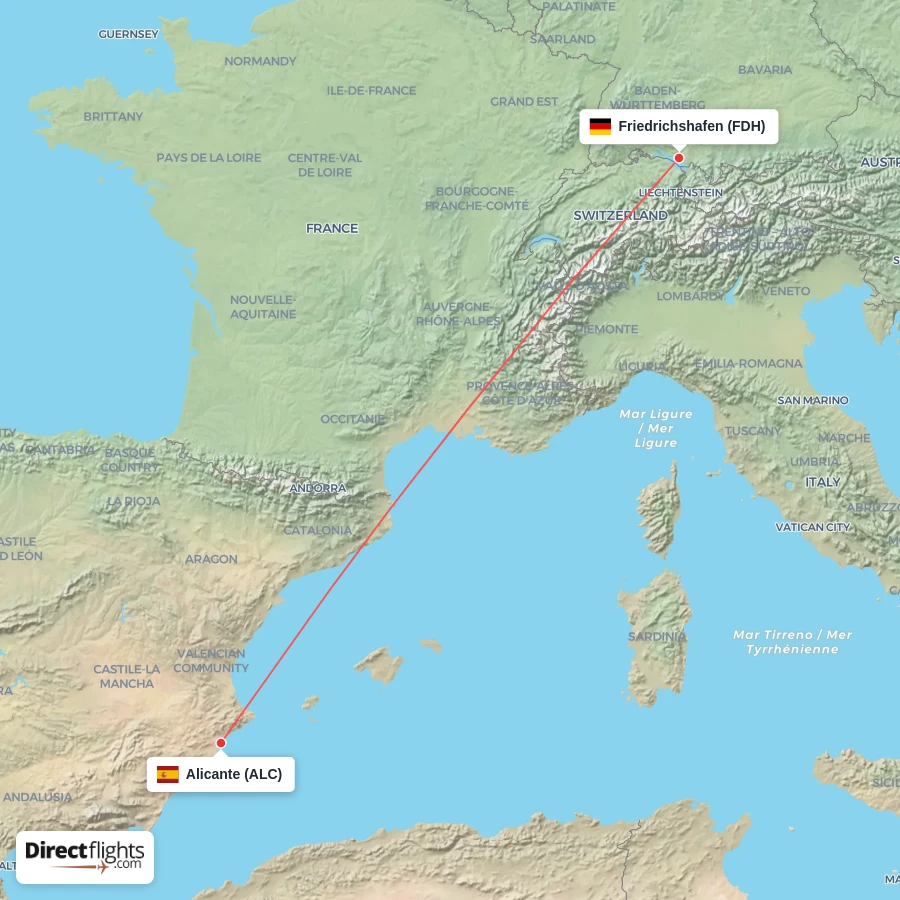 FDH - ALC route map