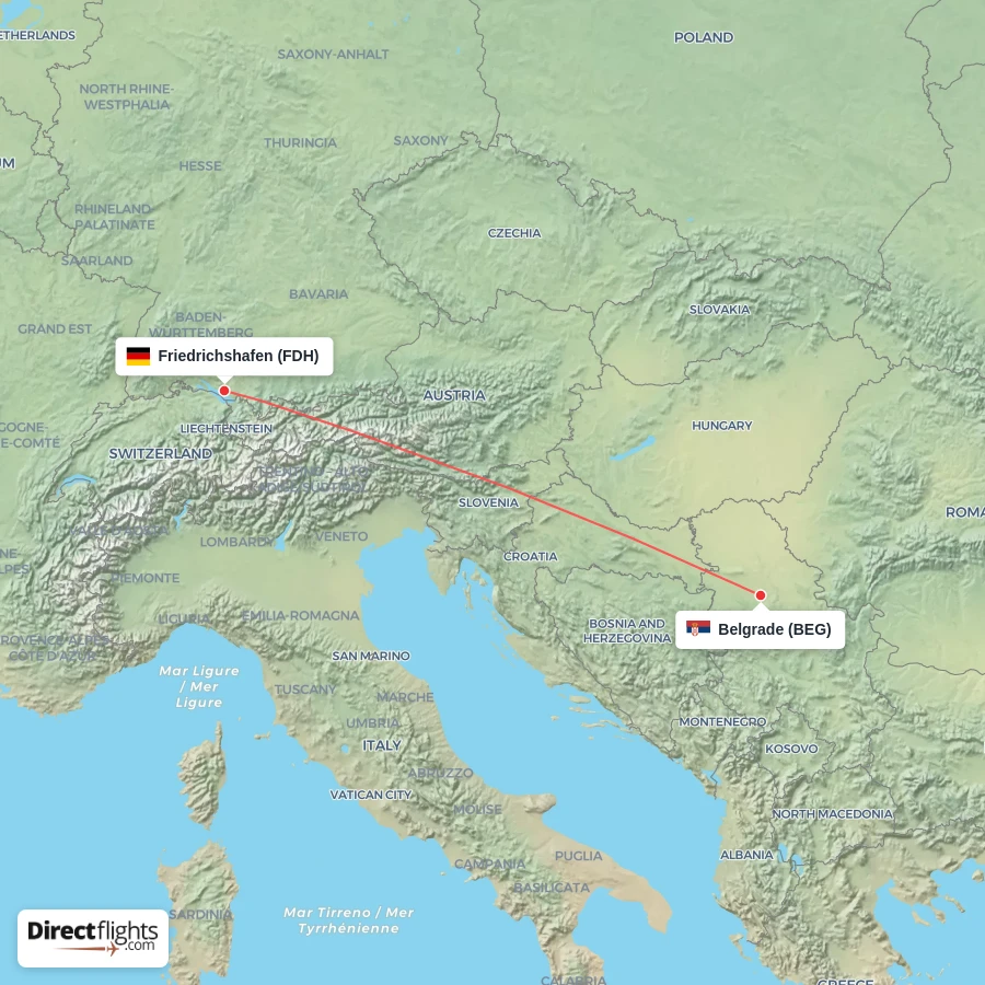 FDH - BEG route map