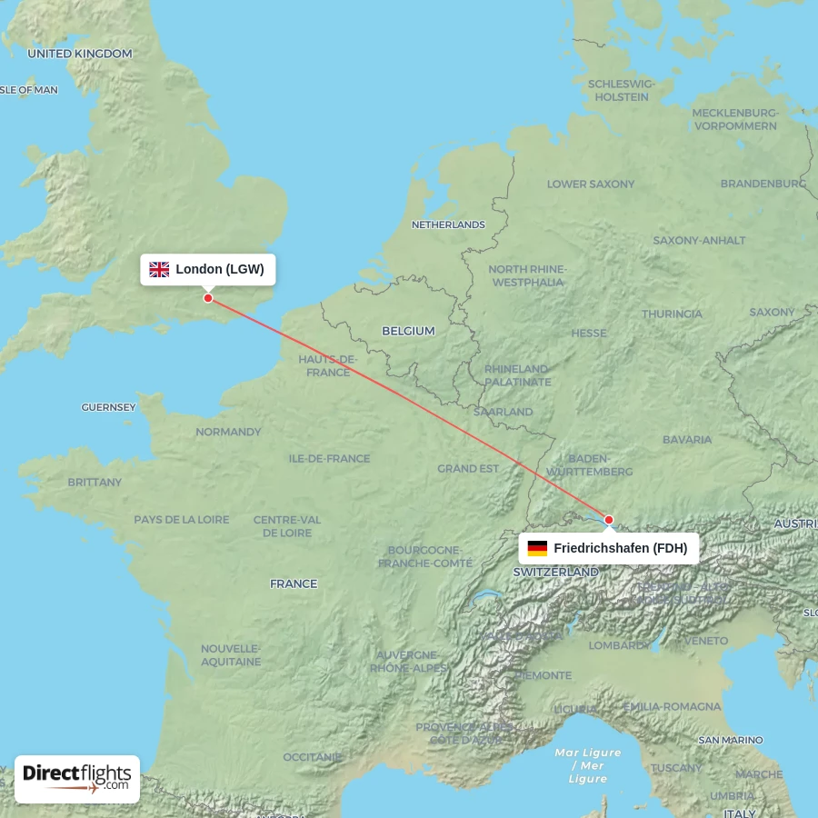 FDH - LGW route map