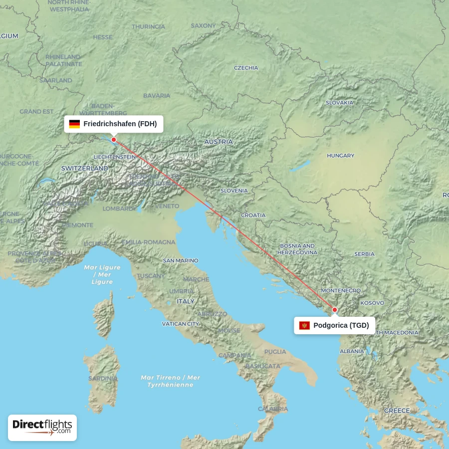 FDH - TGD route map