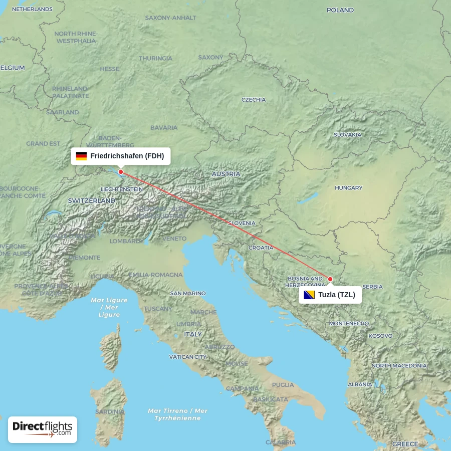 FDH - TZL route map