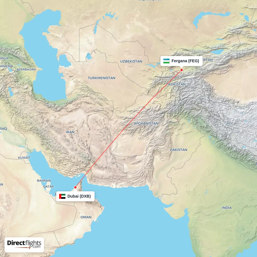 FEG - DXB route map