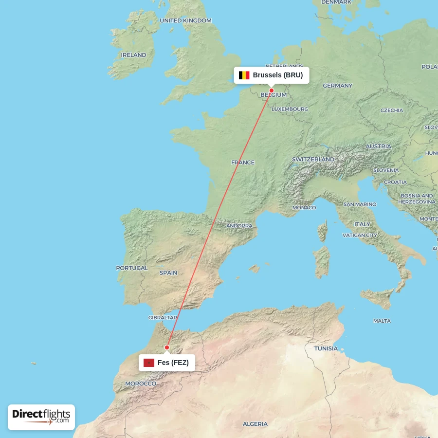 FEZ - BRU route map