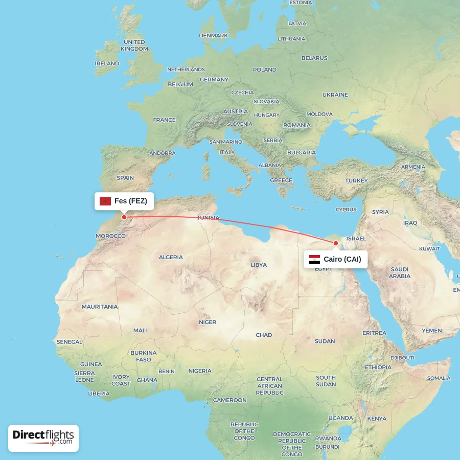 FEZ - CAI route map