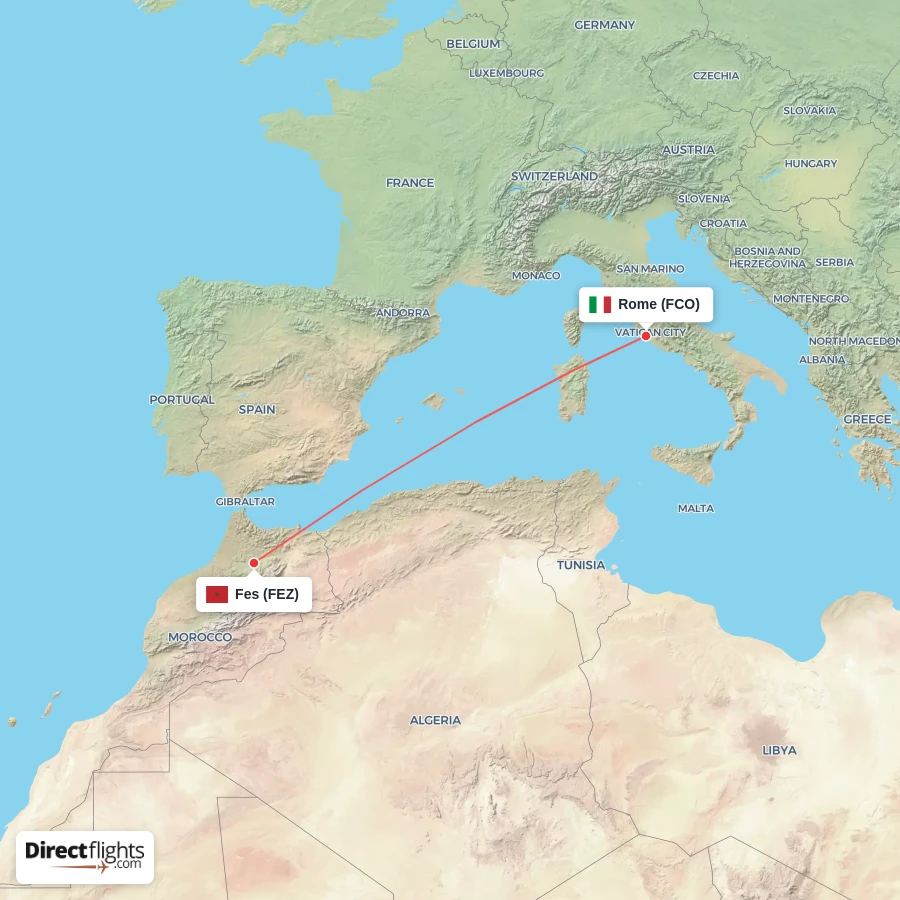 FEZ - FCO route map