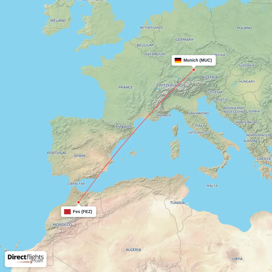 FEZ - MUC route map