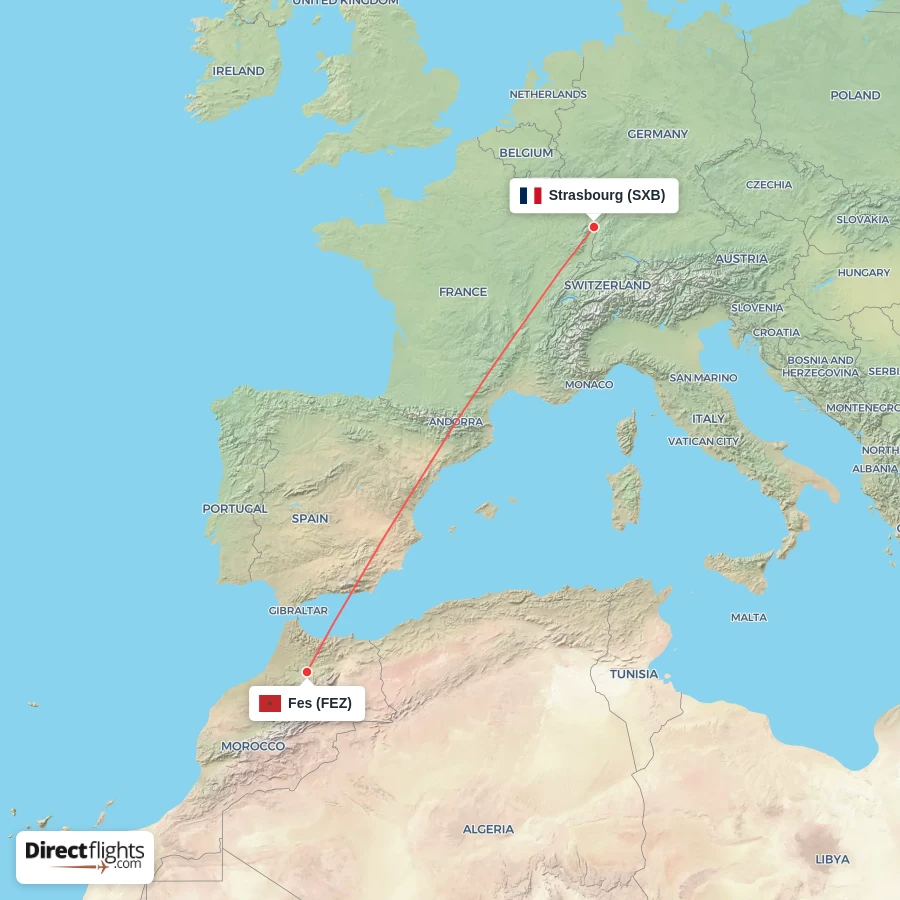 FEZ - SXB route map