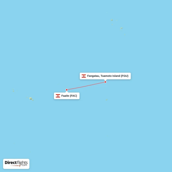 Fangatau, Tuamoto Island - Faaite direct flight map