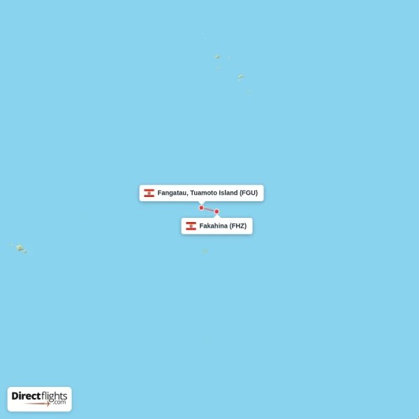 Fangatau, Tuamoto Island - Fakahina direct flight map