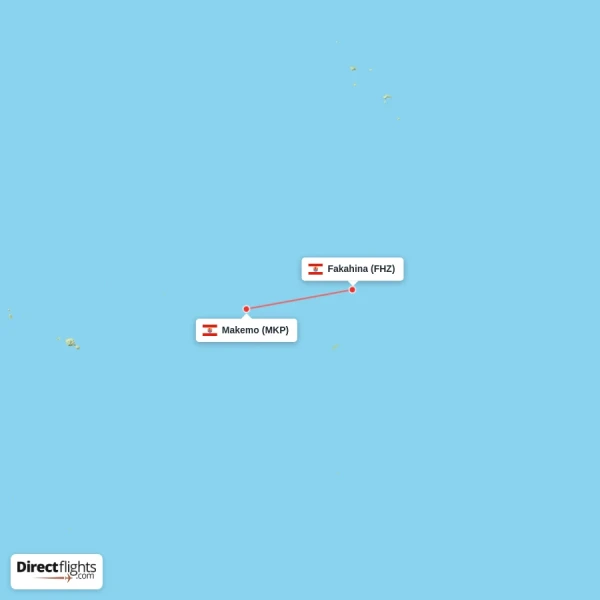 Fakahina - Makemo direct flight map