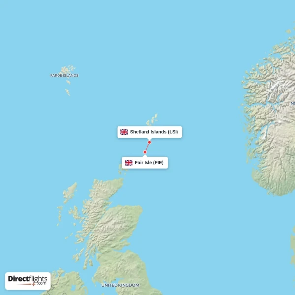 Fair Isle - Shetland Islands direct flight map