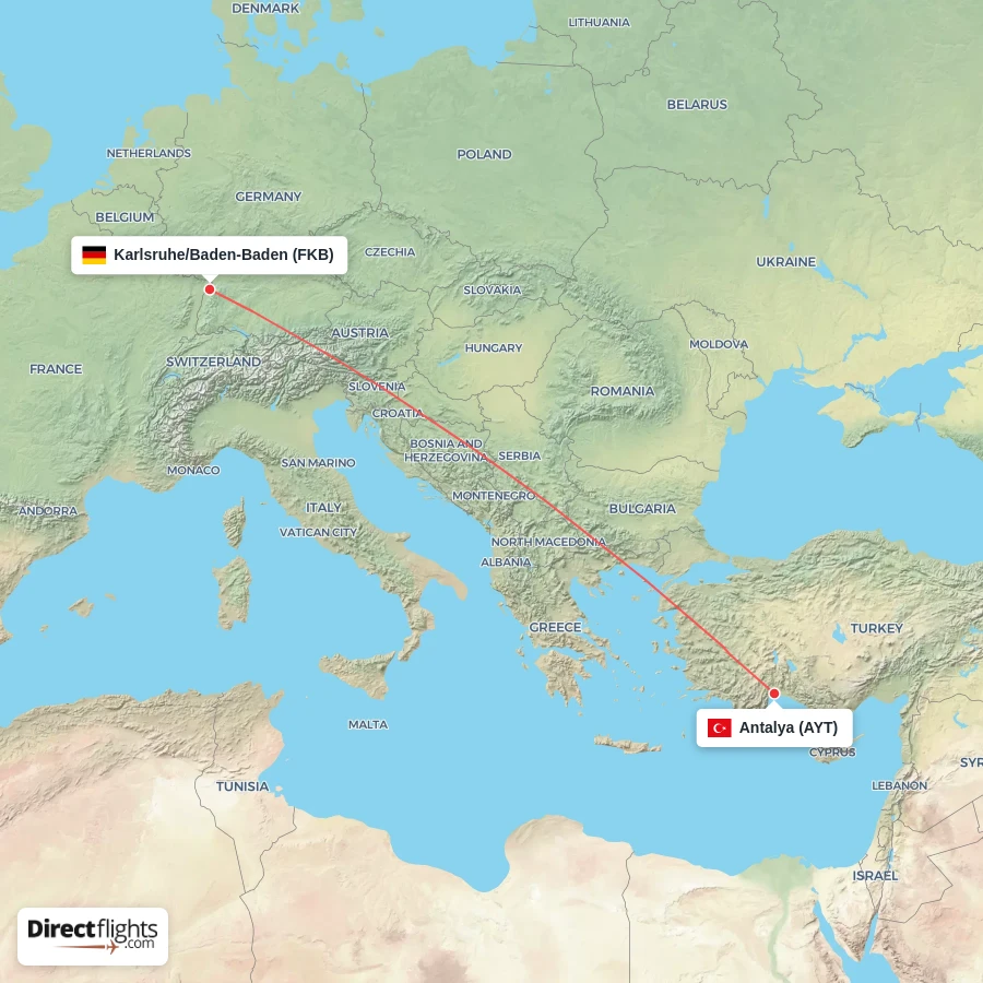 FKB - AYT route map