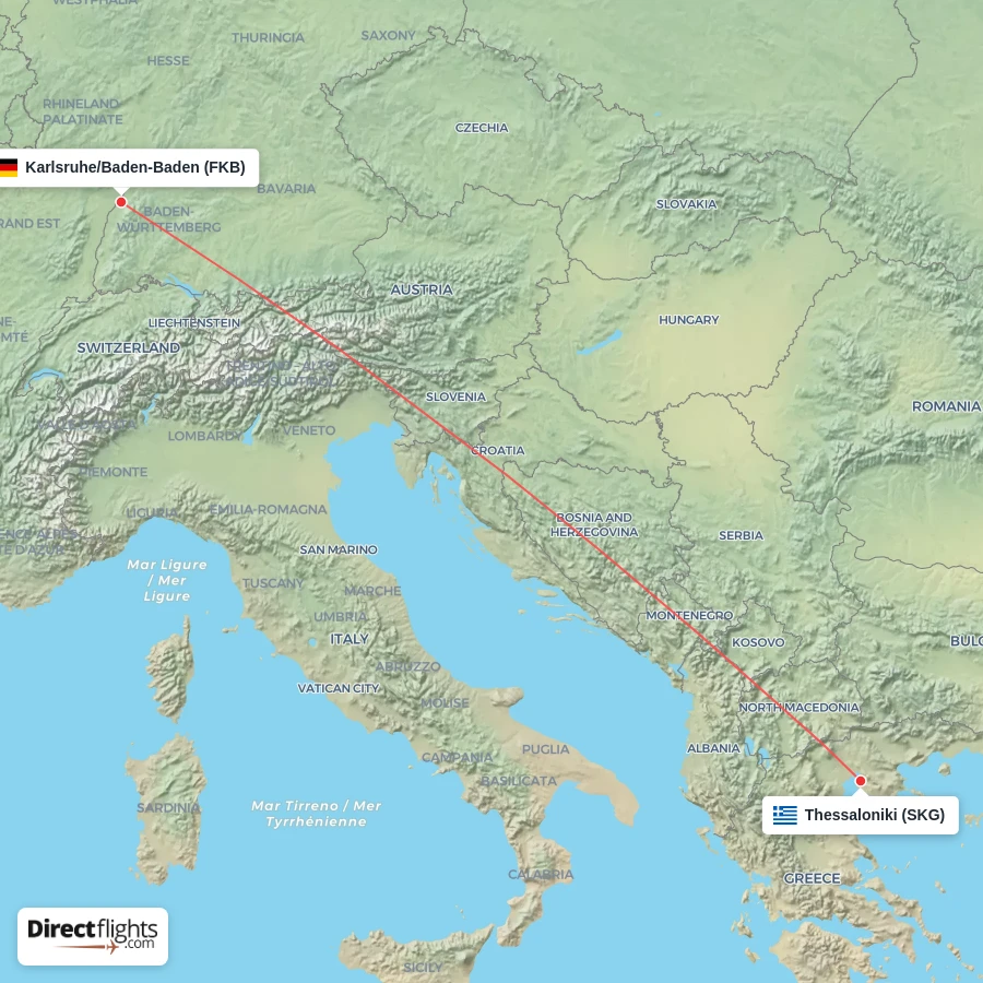 FKB - SKG route map