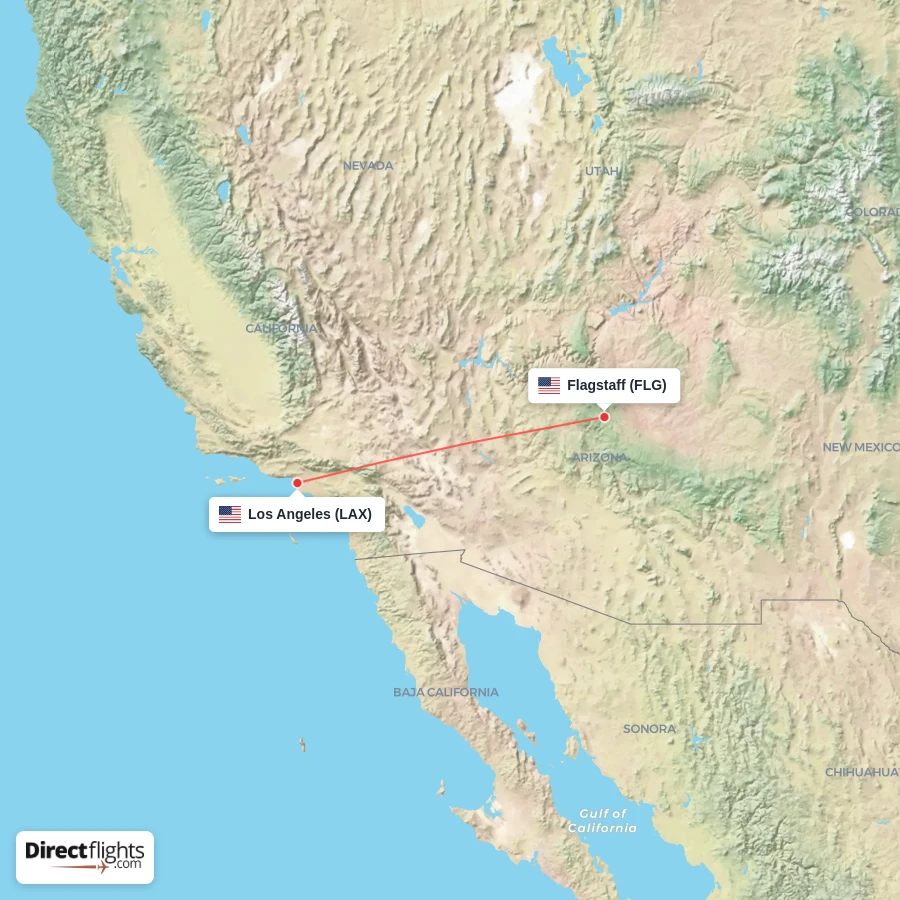 FLG - LAX route map