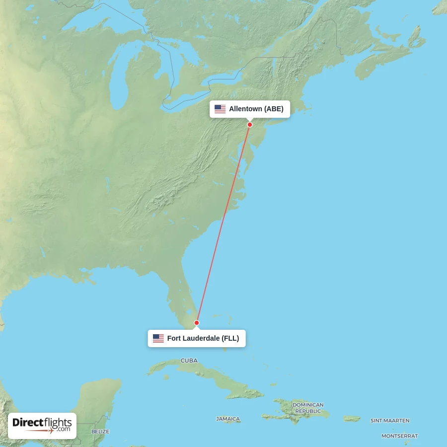 FLL - ABE route map