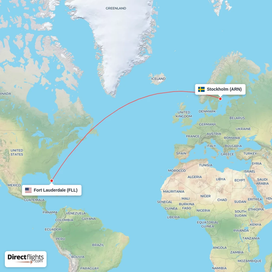 FLL - ARN route map