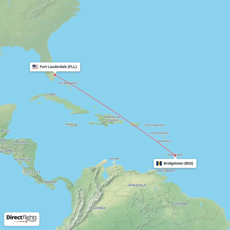 FLL - BGI route map