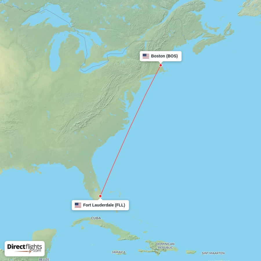 FLL - BOS route map