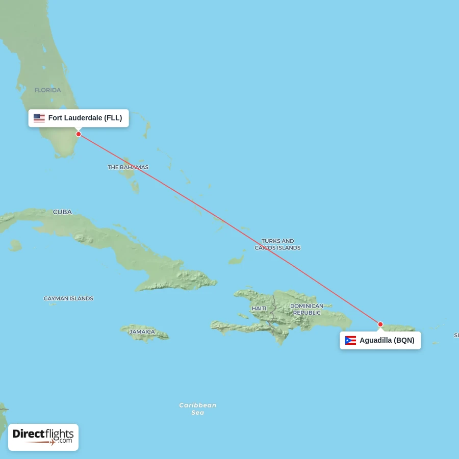 FLL - BQN route map
