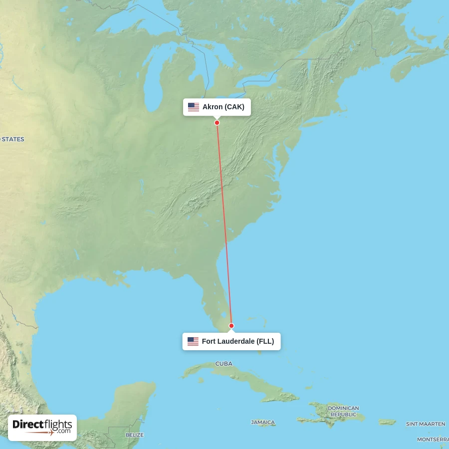 FLL - CAK route map
