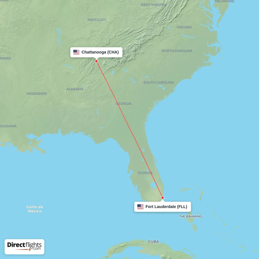 FLL - CHA route map