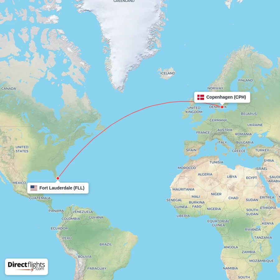 FLL - CPH route map