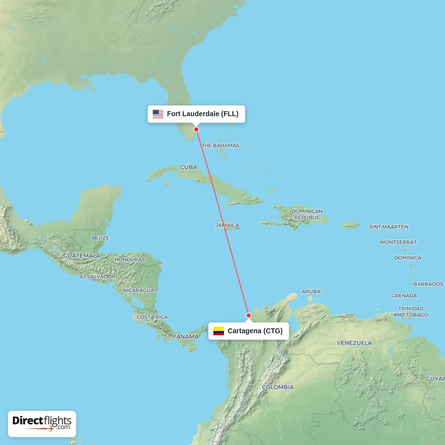 FLL - CTG route map