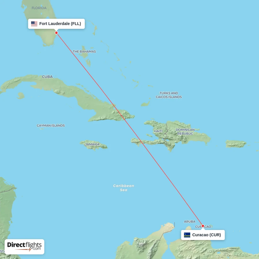 FLL - CUR route map