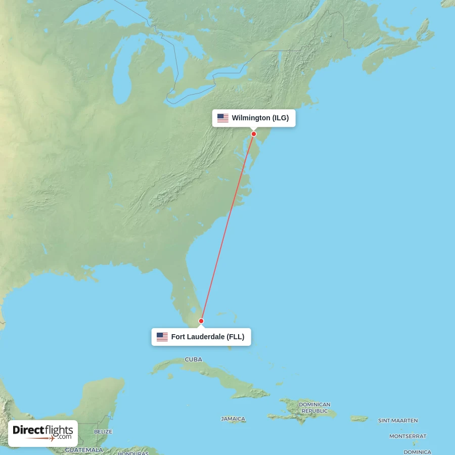 FLL - ILG route map