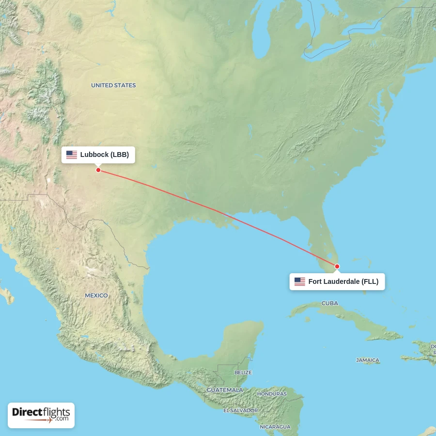 FLL - LBB route map