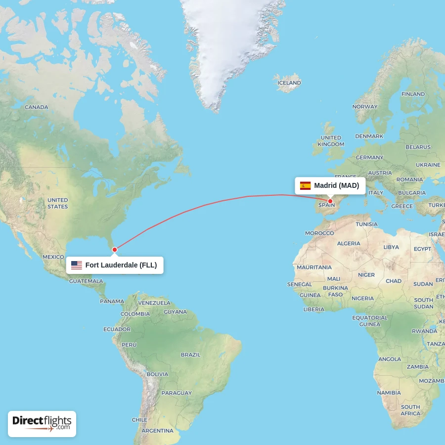 FLL - MAD route map