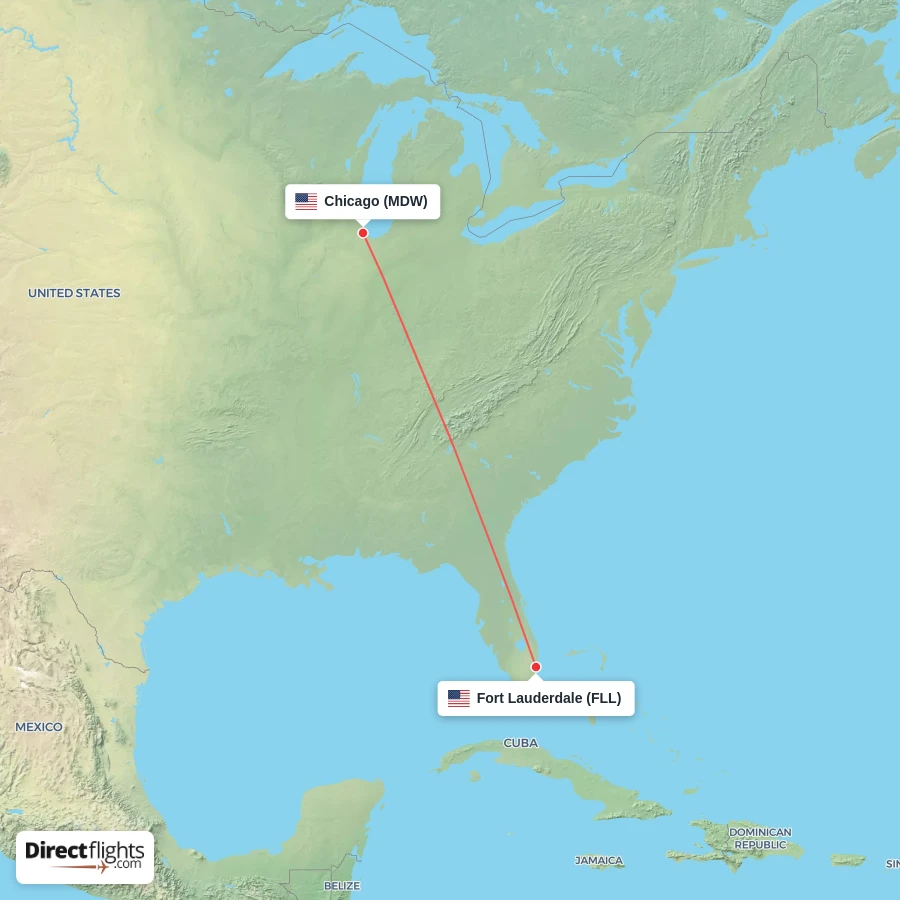 FLL - MDW route map