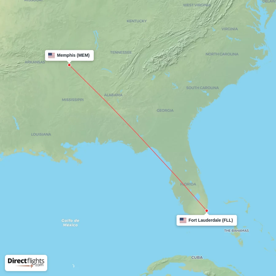 FLL - MEM route map