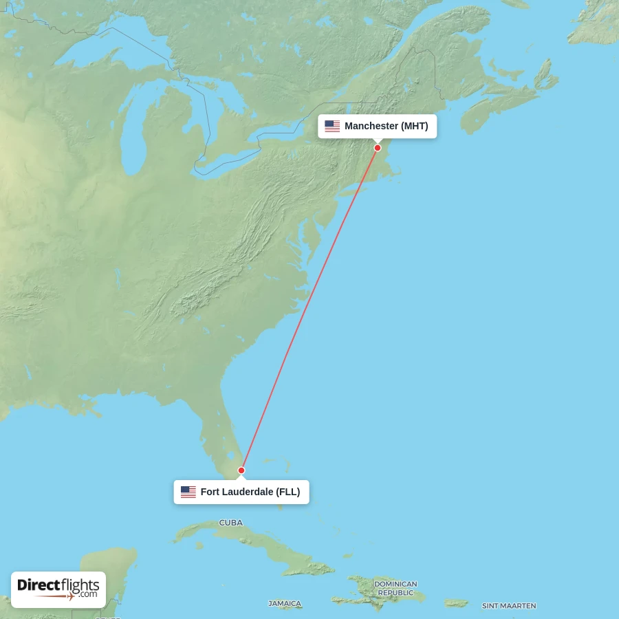 FLL - MHT route map