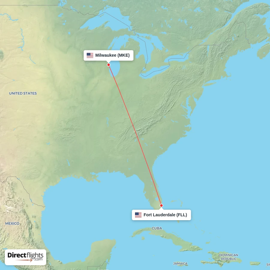 FLL - MKE route map