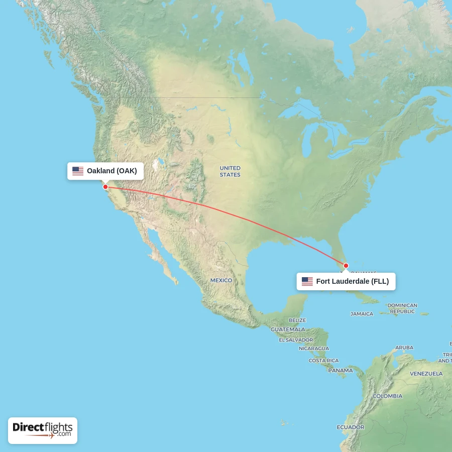 FLL - OAK route map