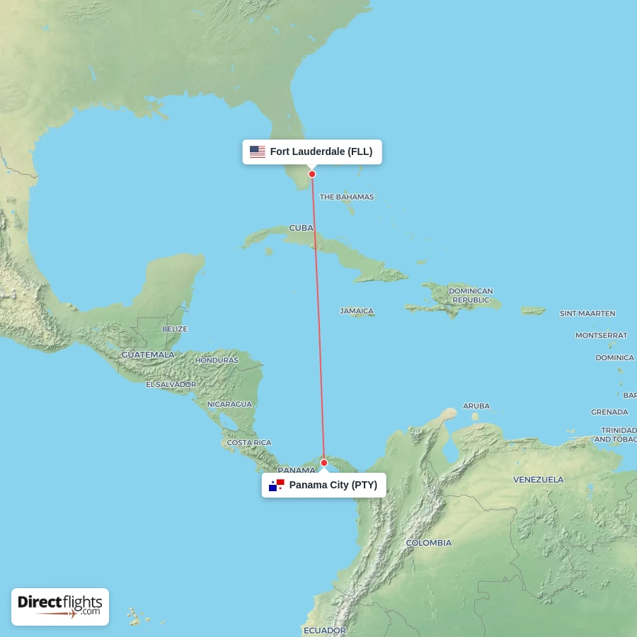 FLL - PTY route map