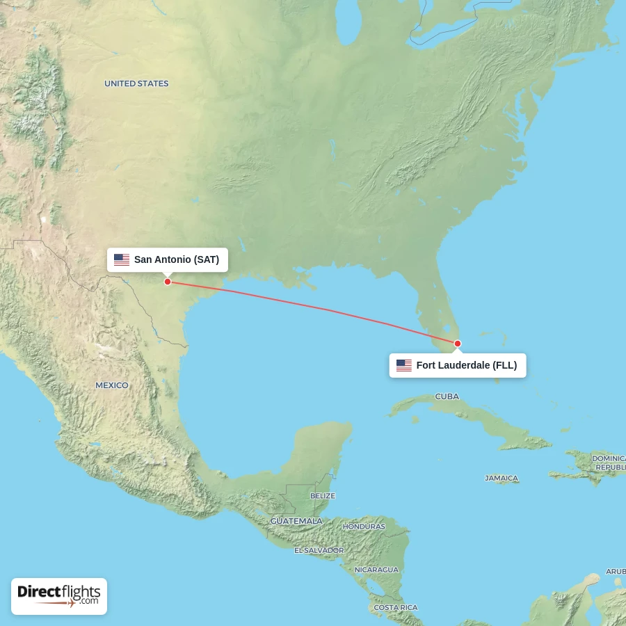 FLL - SAT route map