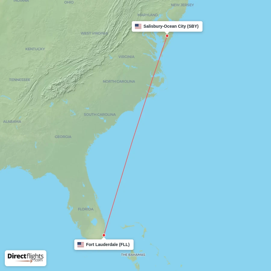 FLL - SBY route map